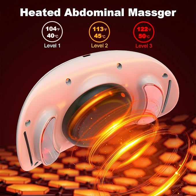 3-in-1 Electric Abdominal Massager with Heating Pad, Stomach Massage for Digestion Support, Hot Stone Heating Pad with Vibration, Rechargeable Belly Massager for Abdominal Comfort, Relaxing