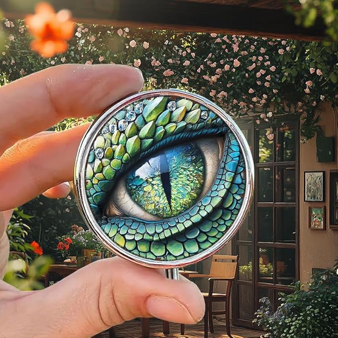 Portable Round 3 Compartment Metal Pill Box Eye of The Jade Dragon Ideal for Travel Office Medication Organization and Daily Needs for Home and Cafe Use