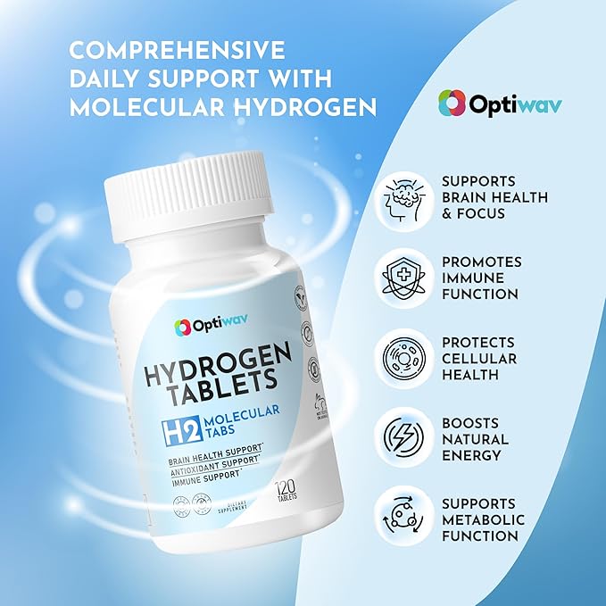 Hydrogen Tablets for Drinking Water - H2 Molecular Tabs with Magnesium for Instant Hydrogenated Drink Healthy Aging Immunity Antioxidant Cognitive & Brain Health Support - Non-GMO Gluten-Free