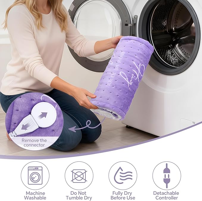 Purple Heating Pad for Back Period Cramps Neck Shoulder Pain Relief, Portable Electric Heat Pads Gifts Ideas, Funny Useful Self Care Unique Christmas Birthday Gift for Women Mom Her Wife Girlfriend