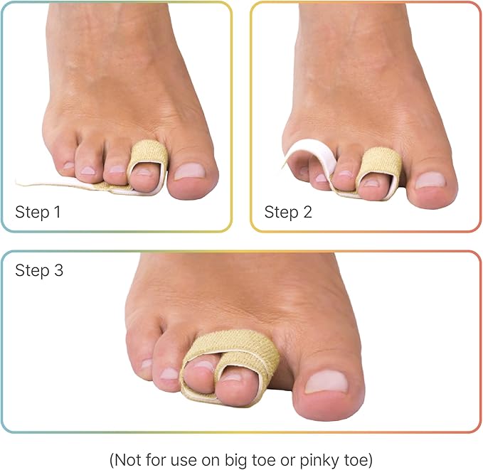 ZenToes Hammer Toe Corrector for Women & Men - Reusable Fabric Buddy Wraps for Broken Toes - Cushioned Toe Splint for Protection & Recovery & Hammertoe Straightener - 4 Count (OSFM, Firm Beige)