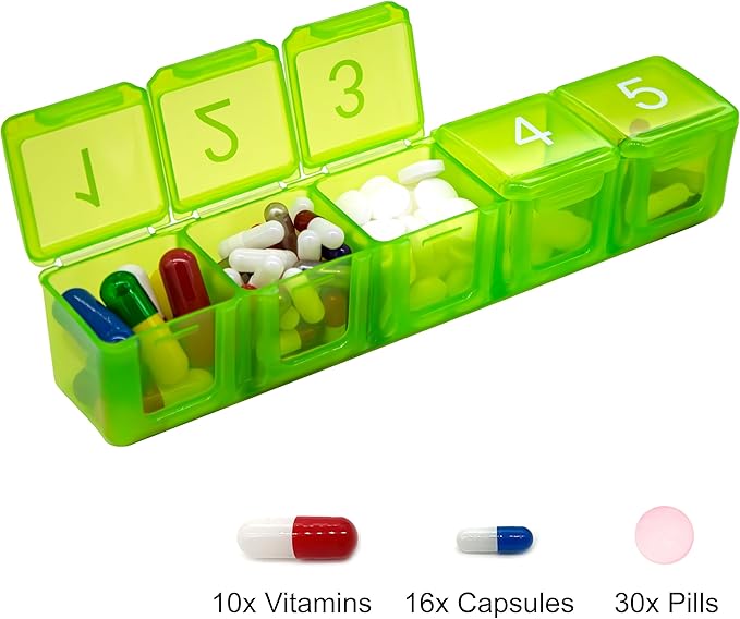 e-Pill 5 Compartment Daily Pill Organizer – Ideal for Daily Medication Management