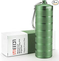 Weekly Metal Pill Organizer for Outdoor Travel, Aluminum, Waterproof, That is Shockproof and Has Large Compartments for Storing Vitamins, Fish Oil, Emergency Pills (Green)