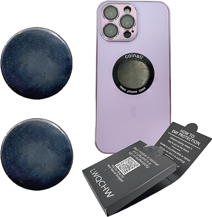 Gadget Protection Shungite Stickers for Cell Phone 2 pcs | Round Sticker Plates for Bad Vibes Blocking | Polished Shungite Stone Plates (30mm 2pc)