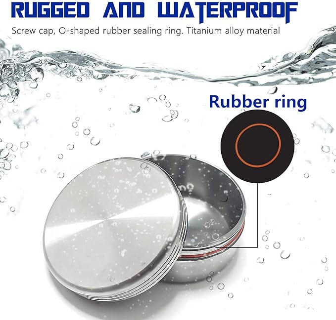 Titanium Waterproof Pill Case EDC Urgency Capsule Case Pocket Metal Box Camping Tiny Case, Silver