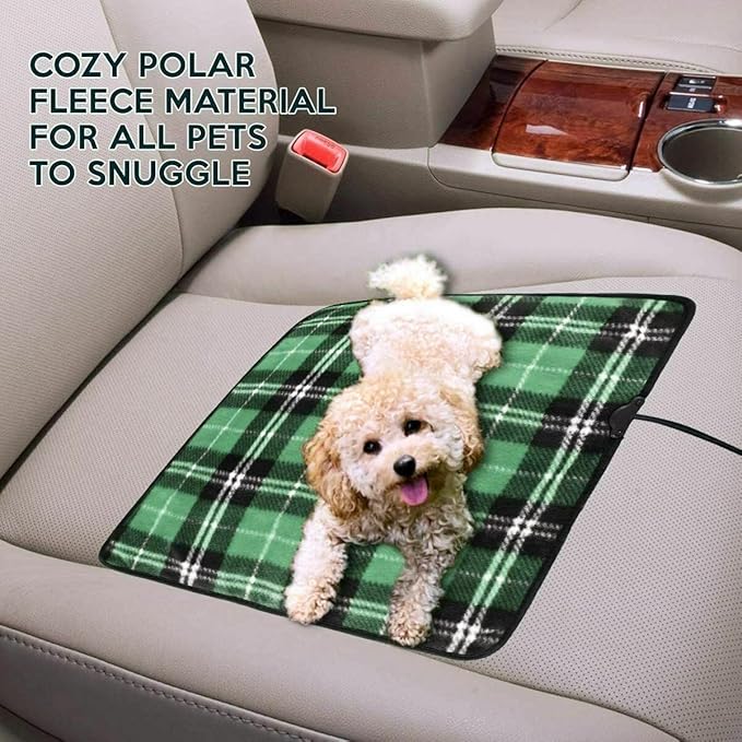 ZONETECH Green Plaid Warming Pad, Warms on Cold Weather, Perfect Sizing for Pets