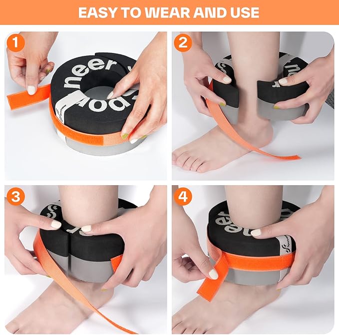 Foam Aquatic Cuffs Exercise Equipment: Sportneer Water Aerobics Float Ring with Adjustable Webbing Pool Exercise Workout Set Water Ankle Ring