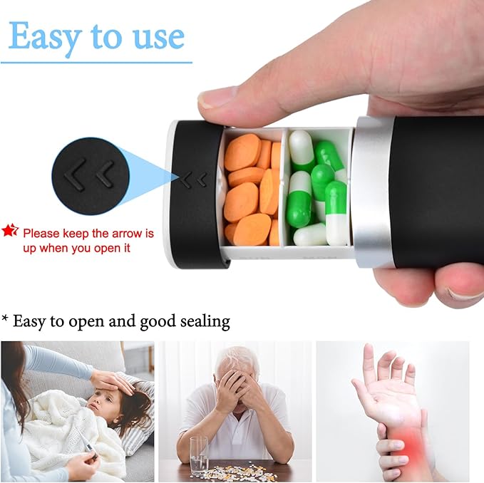 greencycle Pill Organizer 7 Day, Weekly Pill Cases, Portable Daily Pill Box Container Travel Pill Holder Pretty Home Medicine Box Pill Dispenser to Hold Vitamins Fish Oil, Supplement (Black)