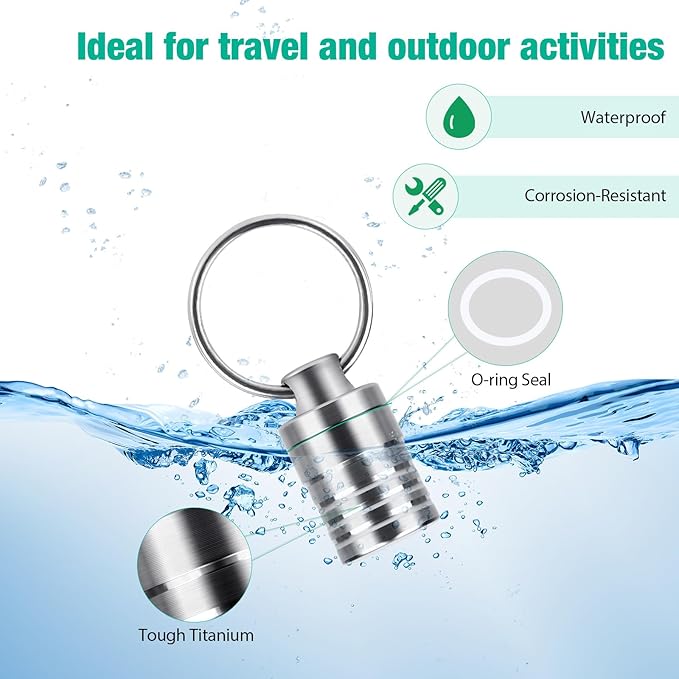 Micro Pill Holder with Keychain Necklace, Opret Titanium Pill Container for Travel Purse Pocket, Waterproof Pill Case for Emergency Aspirin & Nitroglycerin, Pill Necklace for Women and Men