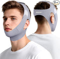 Chin Strap for Sleeping with 4-Side Adjustment, Anti Snoring Chin Strap Elasticity, Anti Snoring Devices Breathable and Durable, Comfortable Snore Stopper for Adults, Gray, M, 2packs