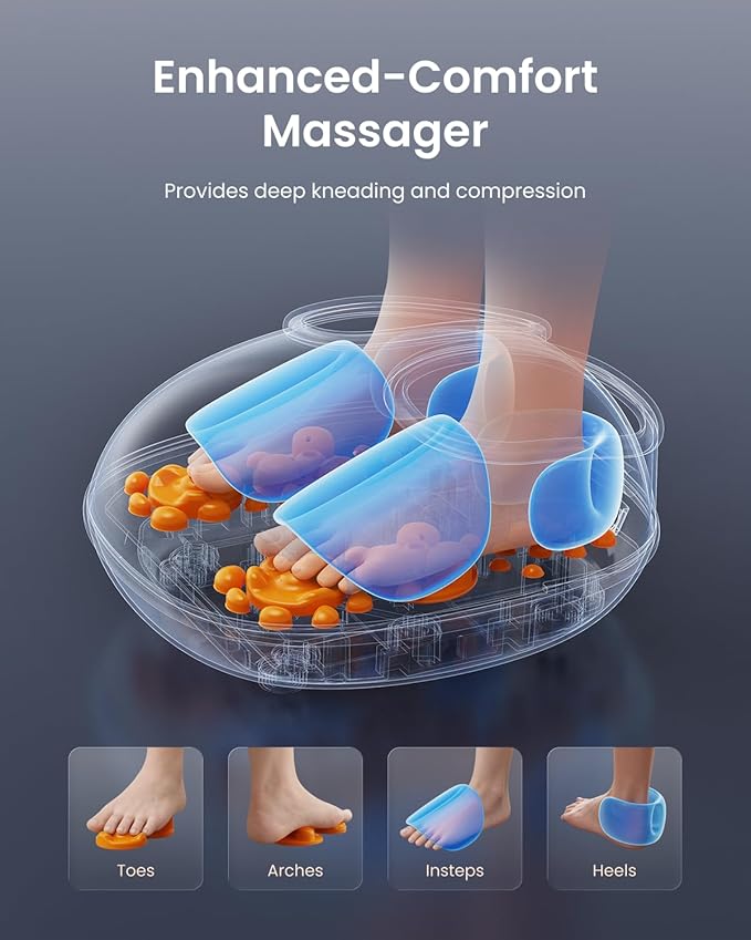 RENPHO 2026 [Upgraded] Foot Massager with Heat, FSA Eligible Shiatsu Foot Massager for Plantar Fasciitis, Deep-Kneading, Air Squeezing Feet Massager, Birthday Gifts for Women Mom Size 12