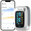 Vibeat Bluetooth Fingertip Pulse Oximeter with Pulse Rate, Blood Oxygen Saturation Monitor | Finger O2 Meter, Batteries and Lanyard Included, Free APP