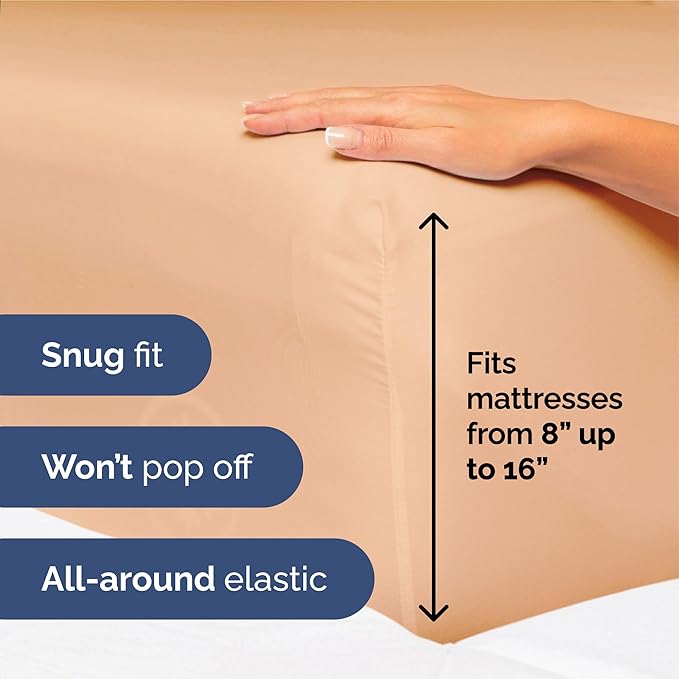 King Size 4 Piece Sheet Set - Extra Soft, Breathable And Cooling Sheets - Hotel Luxury Durable Bed Sheets for Women & Men - Deep Pockets, Easy-Fit & Wrinkle-Free Sheets - Peach Oeko-Tex Bed Sheet Set