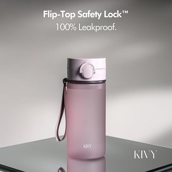 KIVY Slim Water Bottle 22oz with Leakproof Flip Lid [Lightweight & Shatterproof] - Small Drinking Waterbottle - Tritan Bottle Without Straw for School, Sport & Travel - Drinking Bottle - BPA Free