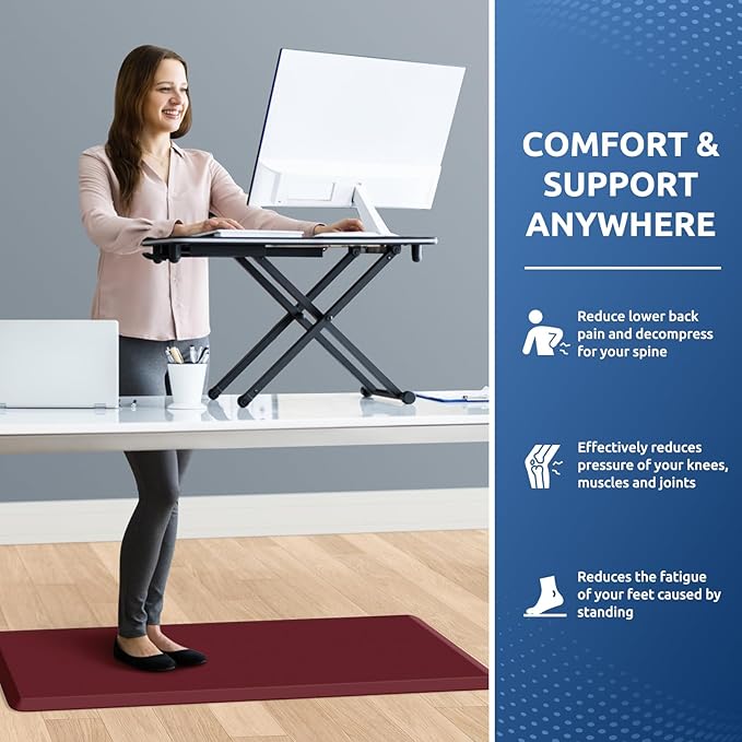 KitchenClouds Kitchen Mat Cushioned Anti Fatigue Kitchen Rug 17.3"x39" Water Resistant Non Slip Kitchen Rugs and Mats Standing Desk Mat Comfort Floor Mats for Kitchen House Sink Office (Red)
