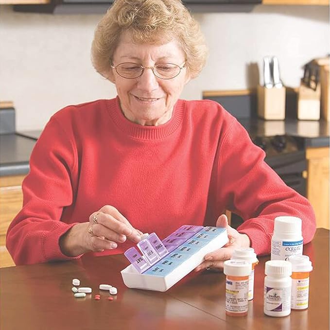Weekly Pill Organizer 7 Day 2 Times a Day Travel Pill Case Portable Removable Pill Box Large Capacity Medicine Box for Purse AM PM Daily Pill Box
