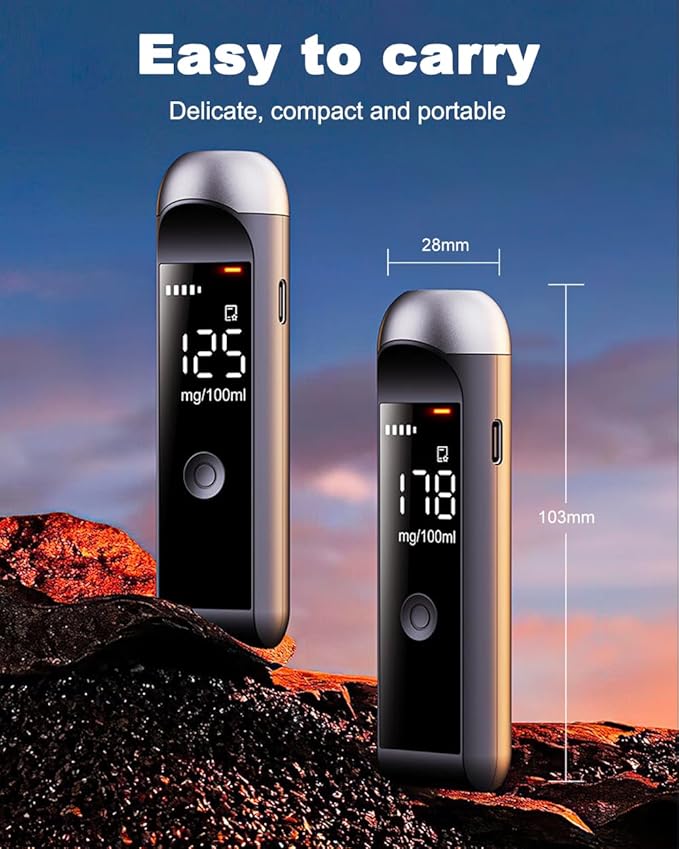 Breathalyzer Professional-Grade High Accuracy Alcohol Tester, Breathalyzers for Alcohol with LCD Digital Display Portable Breath Personal Alcohol Tester for Home Use Breath Alyzer Tester USB C Port