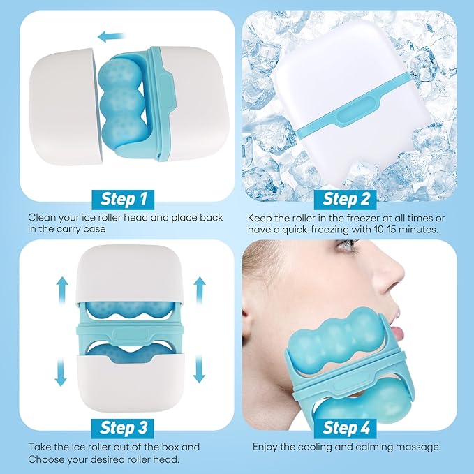 Ice Roller for Face,Eyes,Cooling to Tighten Brighten Complexion,Soothing Skin Care Tool,Massager Under Eye Puffiness,Gift for Women