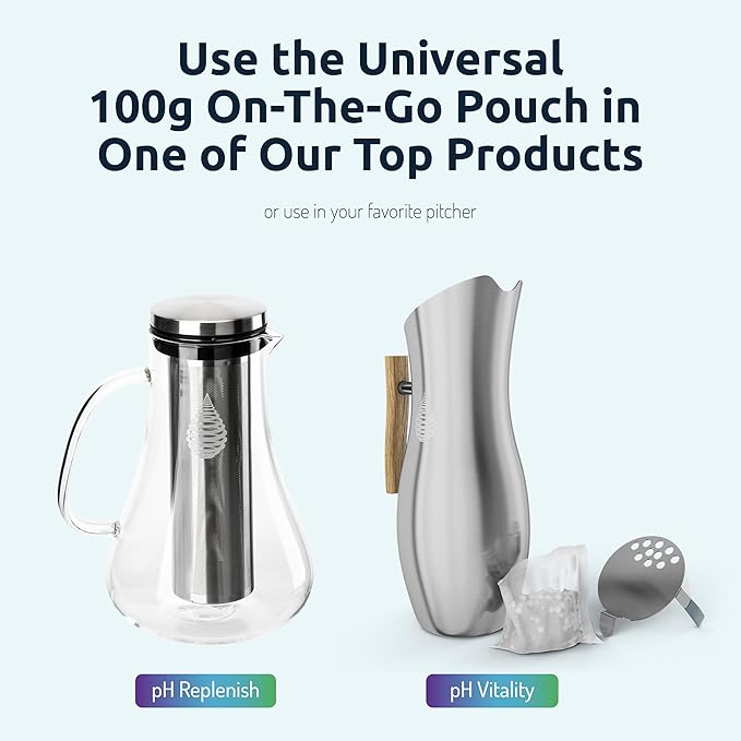Invigorated Water pH ON-The-GO Alkaline Water Filter Pouch, Portable Alkaline High pH Water Filtration System for Your Bottle, Pitcher, Jug, Container, Long-Life - 400 Litre/105 Gallon (Pack of 3)