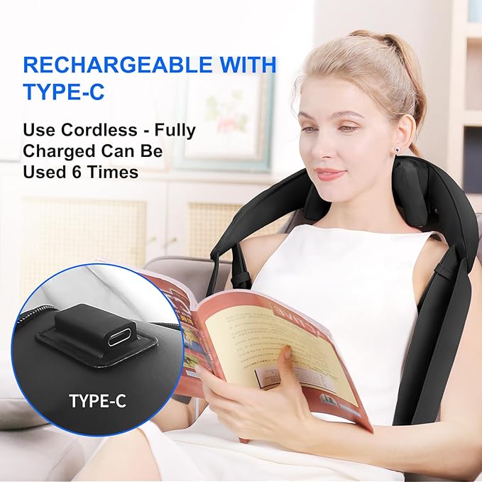 Neck Massager for Pain Relief Deep Tissue, Cordless Neck and Back Massager with Heat, Shiatsu 6D Kneading Massage for Shoulder, Back,Leg,Pain Relief, Gifts for Dad Mom Friend Christmas