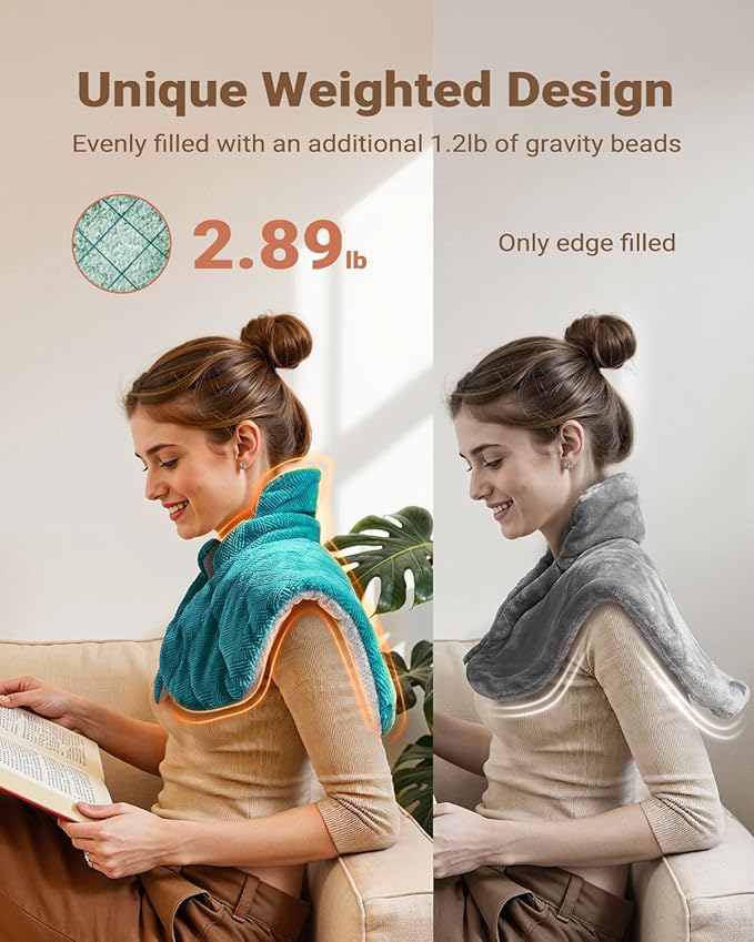 iDOO Graphene-Infused Heating Pad for Neck Shoulders and Back, Mothers Day Gifts for Mom, Birthday Gifts for Women Men Elderly, FSA Eligible Items Only List, Weighted Heat Pads for Pain Relief