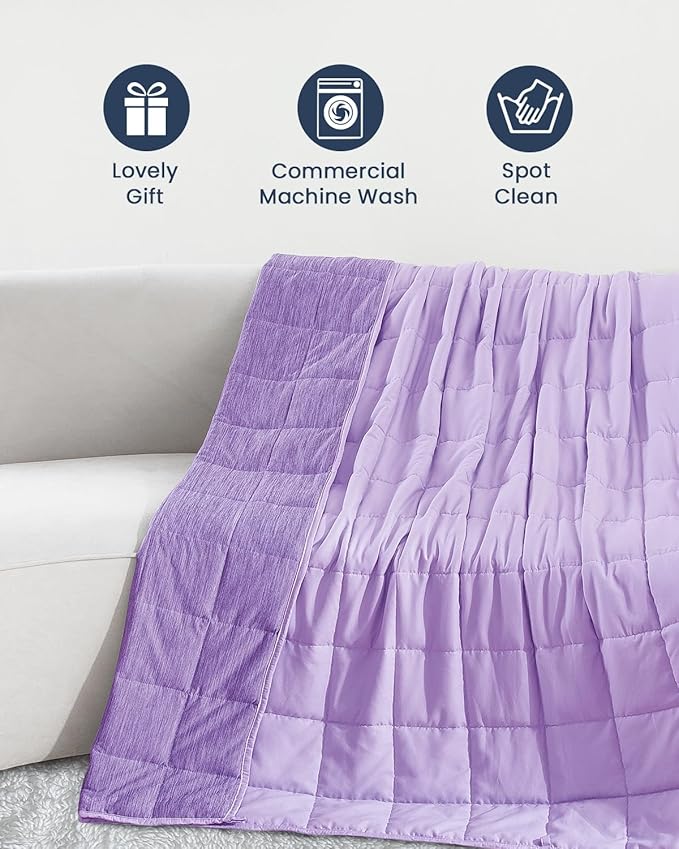 Drewin Weighted Blankets for Adults, 20lbs Queen Size Weighted Blanket for Deep Sleep, Soft Breathable Bed Cool Blanket with Premium Cemaric Bead, All Season, 60 x 80 inches, Purple