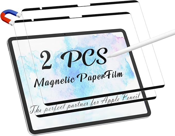 2 Pack Magnetic Paperfilm for iPad Air 13 Inch (2024-2026, M2 M3 M4), Feel Like Writing Drawing On Paper, Matte Removable Anti Glare Fingerprint Screen Protector Blue Light Filter