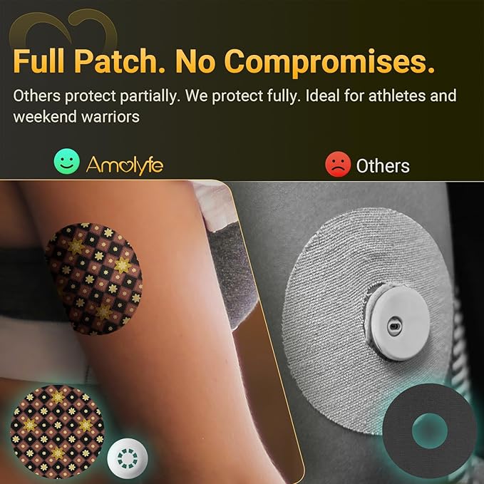 Libre 3 Plus Sensor Covers Waterproof, Amolyfe 10 Pack Freestyle Libre 3 Covers, Bump Guard with Hard Shell Cap, Breathable Glucose Sensor Latex Free CGM Adhesive Patches, 14-Day CGM Protection (Star)