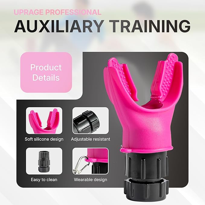 Portable Compact Lung Trainer Exercise Device with High Grade Silicone, Breathing Exercise Device for Lungs, Portable Muscle Trainer, Easy to Clean, Neck Strap Included, (Pink-1)