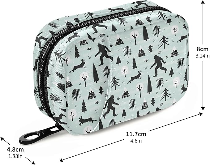 Bigfoot Jackalope Pill Box 7 Day Pill Case Travel Pill Organizer Bag Container for Medicine with Zipper Portable Weekly Case Compact Size for Medicine, Vitamin, Supplement