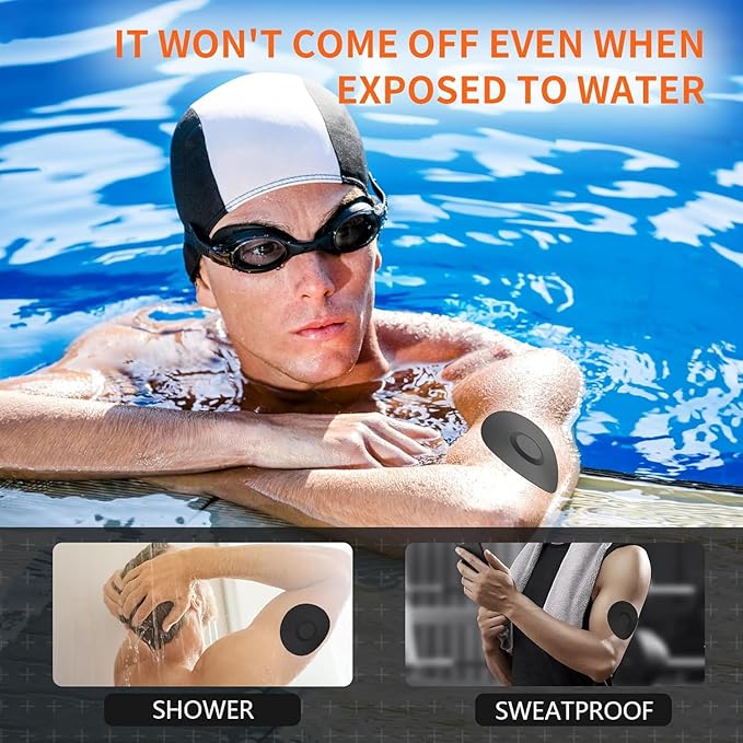 Sensor Covers for Libre 3 & Lingo Waterproof, Adhesive Patches for Lingo,Sweatproof CGM Protector,Lasts for 14 Days (10pcs Black, Libre 3)