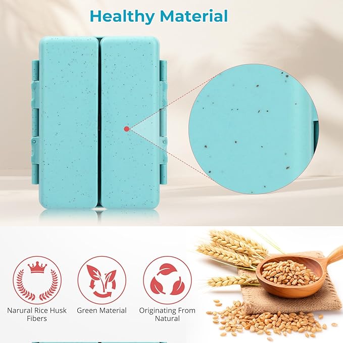 Zentiky Small Daily Pill Organizer with Labels, Medicine Pill Organizer Fit with Your Purse or Pocket for Travel to Hold Vitamin, Fish Oil, Supplement,Cotton Swabs, Bandages or Jewelry-Blue