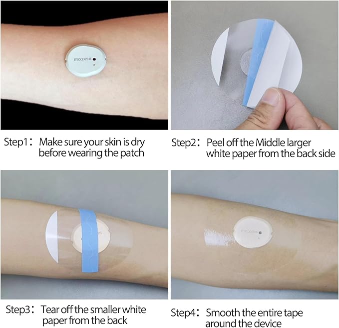 55 Pcs Adhesive Patches Waterproof, Premium Pre-Cut Protection Hypoallergenic Adhesive Patch for G7, Breathable & Transparent Overpatch for 10 Days Long Stay, Easy to Use