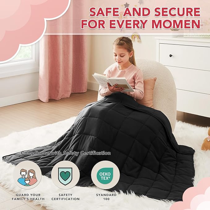 CuteKing Weighted Blanket (10lbs, 40"x 60", Grey) Heavy Blanket for 90-100lbs, Breathable Microfiber Material with Glass Beads All-Season Summer Fall Winter Soft Thick