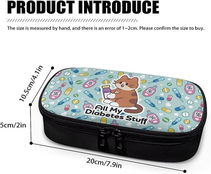 Rnyleeg All My Diabetes Stuff Insulin Cooler Travel Case Cute Cat Insulin Bag for Boys Girls Diabetic Supplies Travel Case Organizer for Ladies