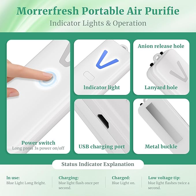 Air Ionizer, Negative Ion Air Purifier for Pet Homes and Small Spaces, Quiet Ozone Free Filterless Air Cleaner for Cat Litter Room, Bathroom, Bedroom, Desk (F2V White)
