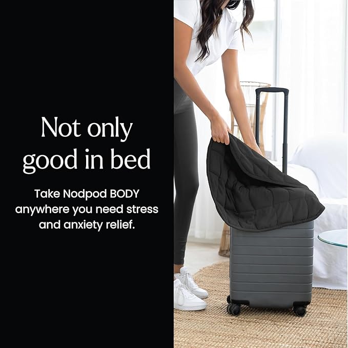 nodpod Body 6.5lb Patented Compact Weighted Blanket I Perfect for Relaxation, Sleeping & Travel l I Glass Bead Filled, Machine Washable (29" x 24") - Black Onyx