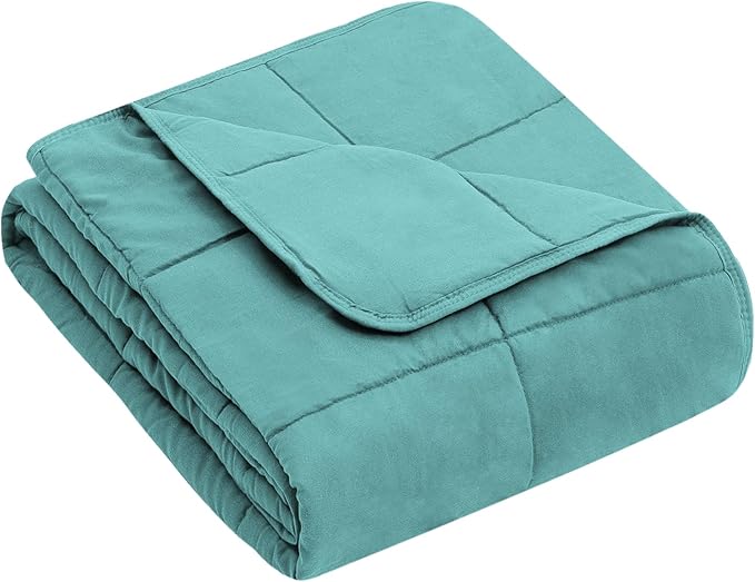 yescool Weighted Blanket (5 lbs, 36" x 48", Teal) Cooling Heavy Blanket for Sleeping Perfect for 40-60 lbs, Breathable Blanket with Premium Glass Bead, Machine Washable