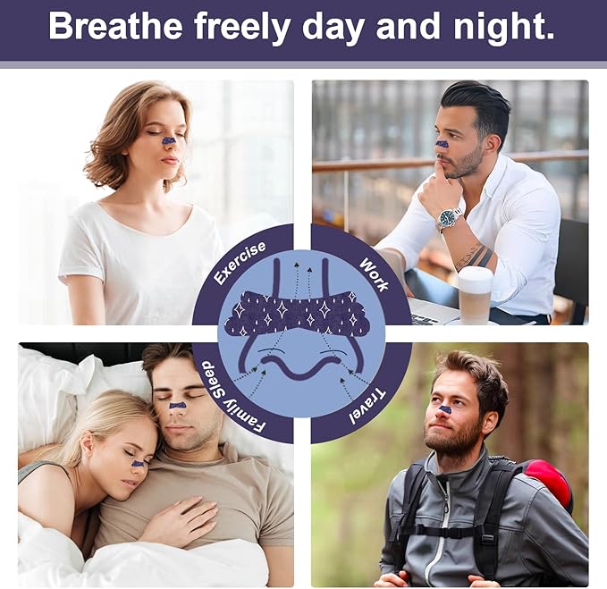 Nasal Strips for Snoring - Extra Strength Nose Strips for Breathing - Nose Tape for Sport, Work and Sleep - Anti Snoring Strips Help Stop Snoring (Blue-100 PCS)