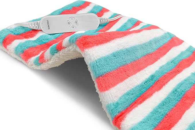 XL Electric Heating Pad for Back Pain Relief - 12 Heat Levels, 8 Timers, Moist Heat Option, Cute Plush Heat Pad, Gifts for Women, Men, Mom, Dad, Machine Washable-Rainbow-L(12" x 24")