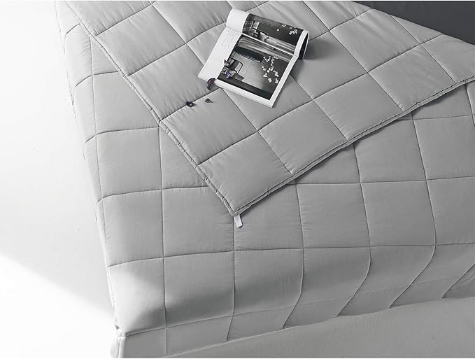 RelaxBlanket Cotton Weighted Blanket 100% Cotton with Premium Glass Beads for All-Season 60''x80'' 20lbs,Light Grey