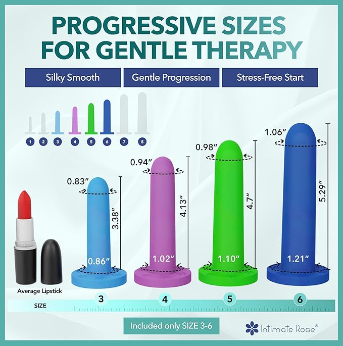 Medium Vaginal Dilators for Pelvic Floor Therapy & Vaginismus Pain Relief – FDA-Cleared Silicone Set with 100+ Tutorials, Support Group & Doctor Access