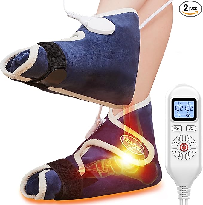 CAMECO 1 Pair Foot Heating Pad for Feet Neuropathy, Heated Foot Warmers for Women Men, Under Desk Plug in Foot Heat Therapy Pad for Feet & Ankles Plantar Fasciitis Pain Relief, 86-158℉ Temperature