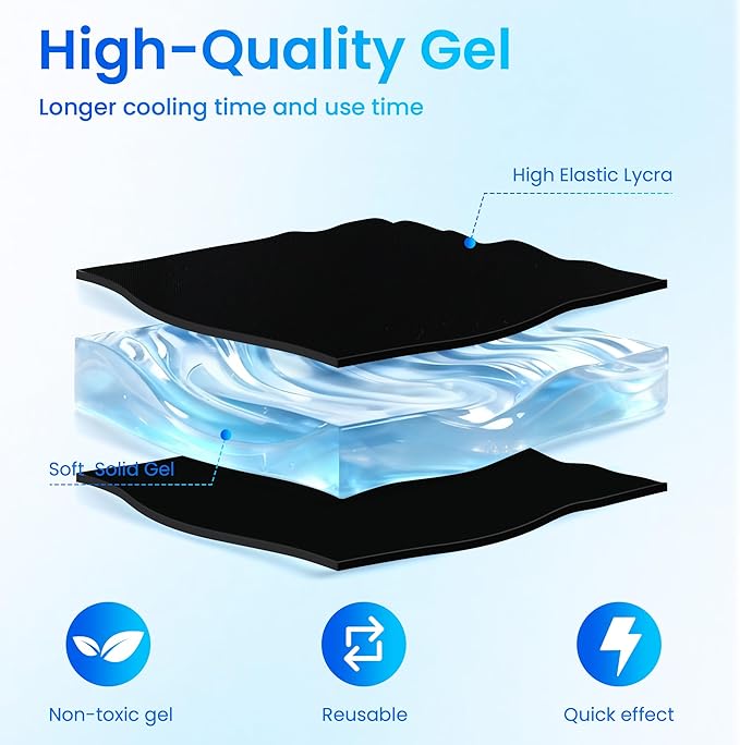 Migraine Relief Cap, Reusable Headache Relief Cap with Hot & Cold Therapy, Soothing Headache Hat, Odorless Gel Ice Head Wrap for Tension, Stress & Sinus, Headache & Puffy Eyes, Black,1Pc