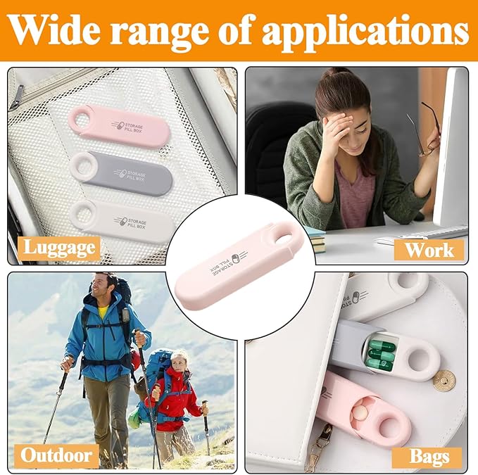 Small 3 Compartment Daily Pill Organizer, Portable Travel Size Pill Box with Pull Tab, Cute Carry-on Medicine Case Holder Dispenser for Vitamin, Fish Oil, DHA, Pink