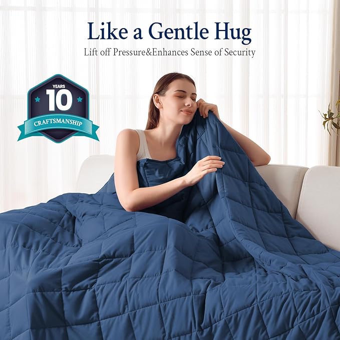 Topblan Weighted Blanket for Adults 15lbs, Soft Cooling Weighted Blankets, Breathable Heavy Blanket with Glass Beads for All Season, Sofa Bed, 60"x80" Queen Size