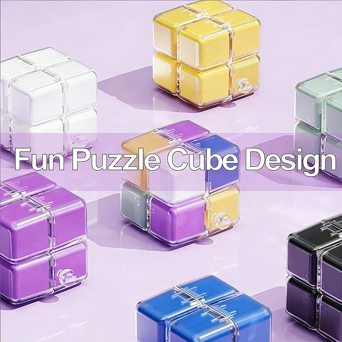 Cube Pill Organizer - Weekly 8 Compartments Portable Pill Case, Magnetic Closure, Detachable & Washable Travel Pill Container (White)