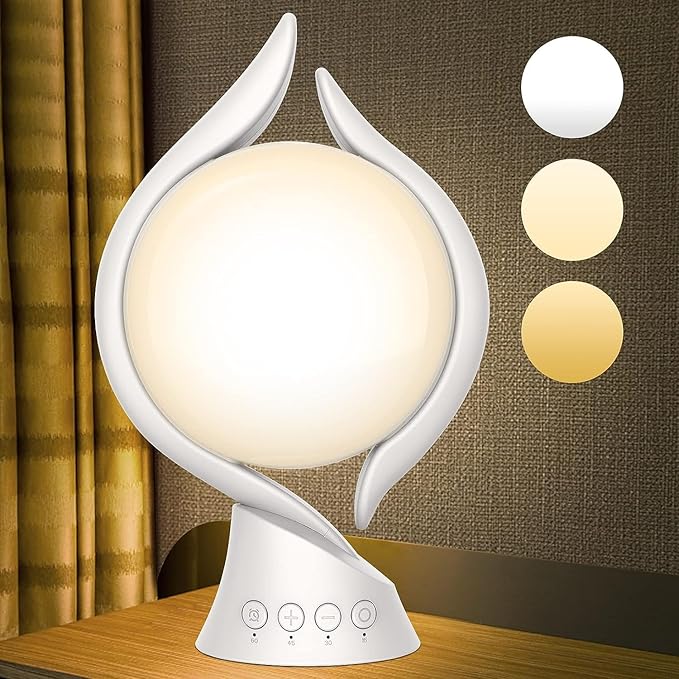 Voraiya Light Therapy Lamp 10000 Lux, UV-Free Therapy Light with 5 Brightness, 3 Color Temperature, 4 Timer, Memory Function, Full Spectrum, Bright Seasonal Sun Light Lamp for Bedroom, Office