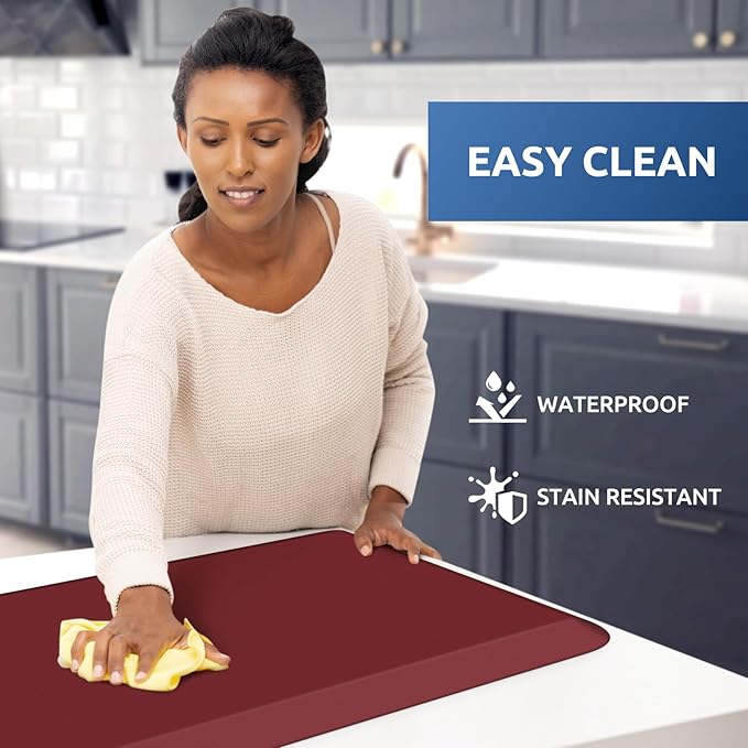 KitchenClouds Kitchen Mat Cushioned Anti Fatigue Kitchen Rug 0.8inch Water Resistant Non Slip Kitchen Rugs and Mats Standing Desk Mat Comfort Floor Mats for Kitchen Sink Office (17.3"x60",Red)