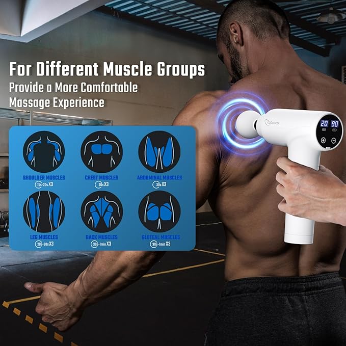 cotsoco Massage Gun Deep Tissue, Muscle Massage Gun Back Massager for Pain Relief, 20 Speeds Handheld Electric Massager Tool with Silent Brushless Motor, Suitable for Gym Office Home Travel
